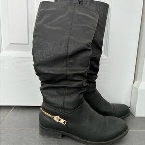 Steve Madden Black Boots with Gold Zipper